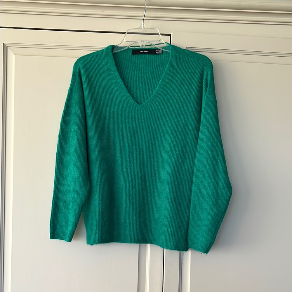 Vero Moda Teal V-Neck Women's Sweater
